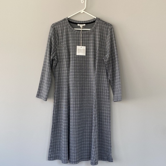 NEW NWT Beachlunchlounge Skye Printed Flared Dress In Check Large - Picture 3 of 8